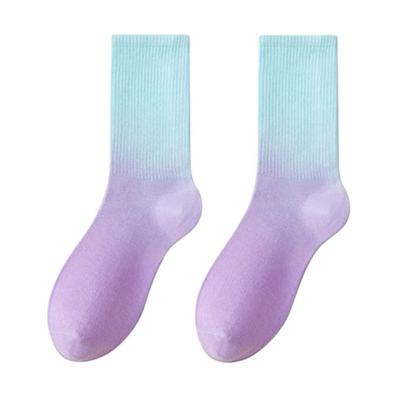 Wipya Trendy Tie-Dye Pattern Casual Socks Mid Calf Breathable Cotton Blend Comfort Socks For Women Teen Girls Multi Pack For Daily Wear Blue