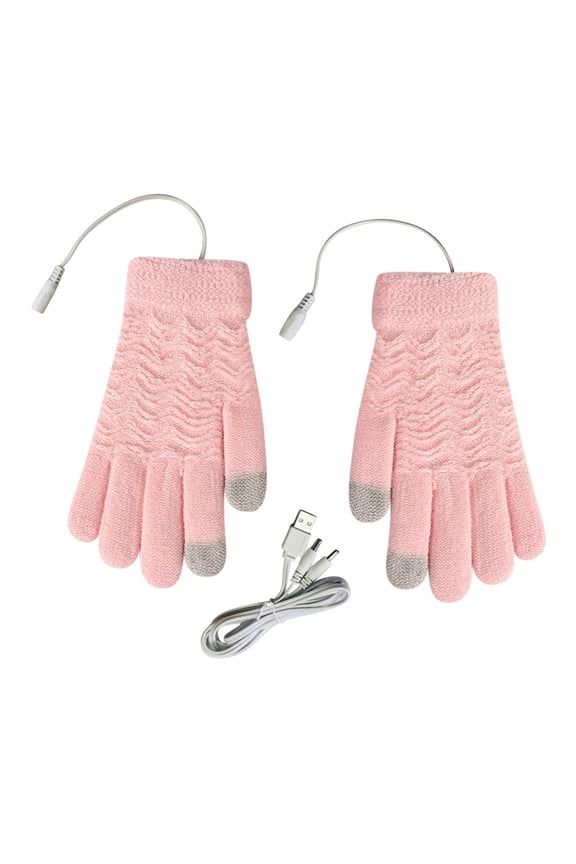 USB Rechargeable Heated Gloves for Women Touchscreen Enabled Full Finger Warmth in Winter Pink