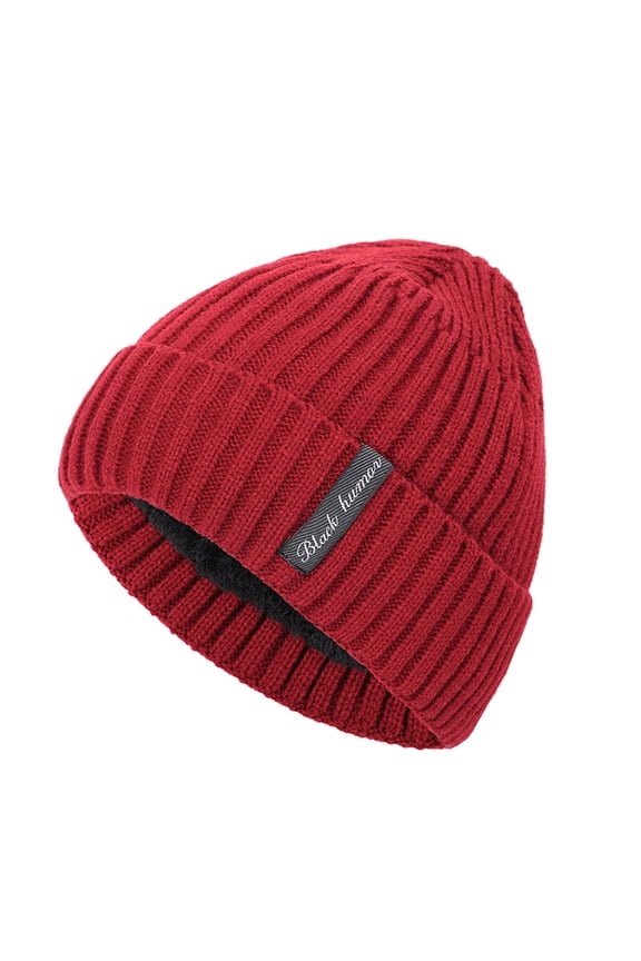 Unisex Chunky Knit Beanie for Cold Weather Thick Warm Ribbed Winter Hat for Men and Women Wine