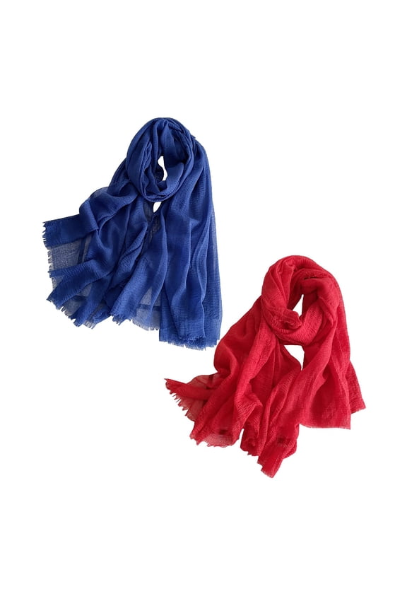 Versatile Soft Cotton Scarf with Fringed Edges for Women Linen Style Shawl for Travel and Everyday Wear 2 Packs