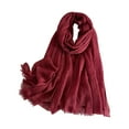 thumbnail image 1 of Wipya Versatile Soft Cotton Scarf with Fringed Edges for Women Linen Style Shawl for Travel and Everyday Wear Wine, 1 of 6