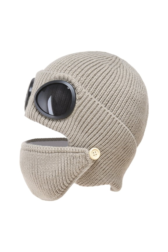 Warm Knitted Ear Flap Hat for Women Cold Weather Soft Thermal Cap with Extended Coverage Design Khaki