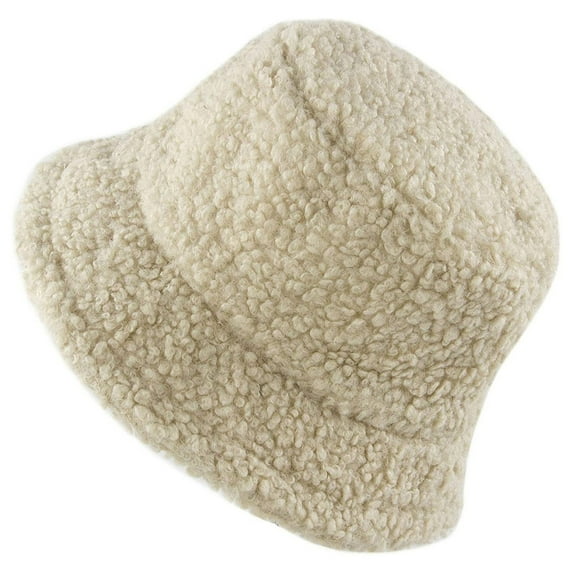 Wipya Winter Bucket Hat for Women Cozy Fleece Lined Windproof Outdoor Cap Vintage Cloche Style Soft Thermal Beige