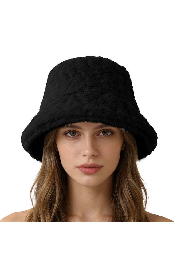 Winter Ear Flap Hat for Women Windproof Fleece Lined Bucket Cap for Hiking Skiing and Cold Weather Outdoor Black