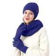 thumbnail image 1 of Wipya Winter Hat Gloves and Scarf Set for Women Fleece Lined Knit Ensemble Cozy Cold Weather Accessories Matching Outfit Blue, 1 of 6