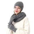 thumbnail image 1 of Wipya Winter Hat Gloves and Scarf Set for Women Fleece Lined Knit Ensemble Cozy Cold Weather Accessories Matching Outfit Grey, 1 of 6
