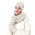 thumbnail image 1 of Wipya Winter Hat Gloves and Scarf Set for Women Fleece Lined Knit Ensemble Cozy Cold Weather Accessories Matching Outfit White, 1 of 6