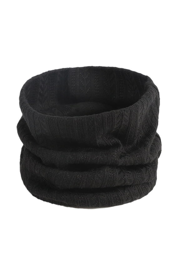 Winter Knitted Neck Scarf for Men and Women Warm Windproof Fleece Lined Cervical Collar Protector for Outdoor Cold Weather Black