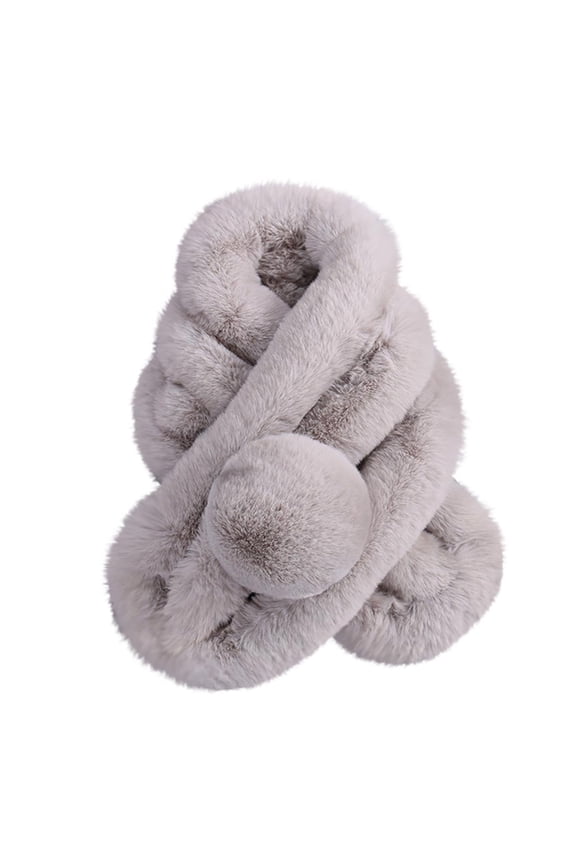 Winter Scarves for Women Soft Plush Faux Fur Thick Warm Fashion Scarves Beige