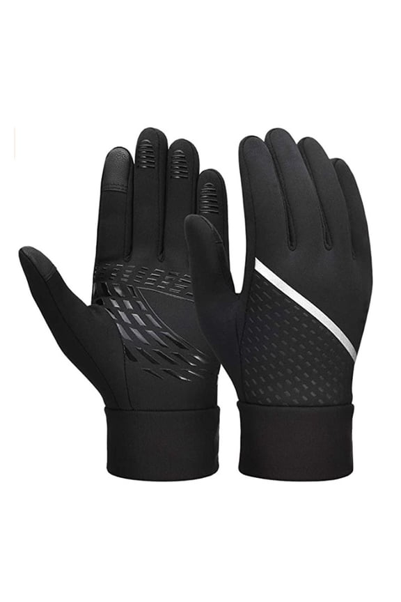 Winter Touchscreen Gloves for Women and Men Non Slip Waterproof Thermal Riding Gloves with Reflective Strips for Outdoor Skiing and Cycling S Size Black