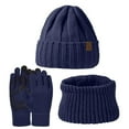 thumbnail image 1 of Wipya Winter Warm Knit Set Beanie Hat Touchscreen Gloves And Neck Scarf For Women Outdoor Cold Protection Essential SizeNavy, 1 of 7