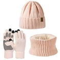 thumbnail image 1 of Wipya Winter Warm Knit Set Beanie Hat Touchscreen Gloves And Neck Scarf For Women Outdoor Cold Protection Essential SizePink, 1 of 5