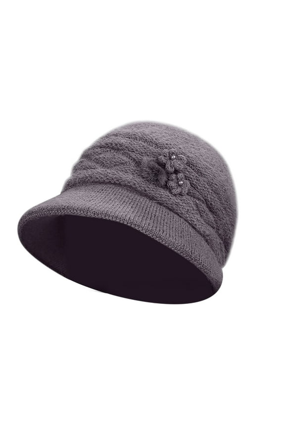 Winter Woolen Knit Cap for Women Padded Snug Fit Basin Hat Soft Casual Warm Head Cover Khaki