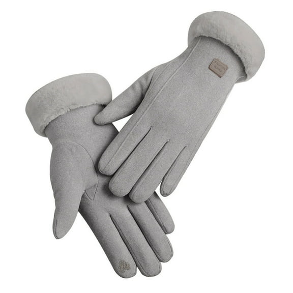 Wipya Women Fashion Warm Gloves with Simple Edge for Autumn Winter Comfort and Style Grey