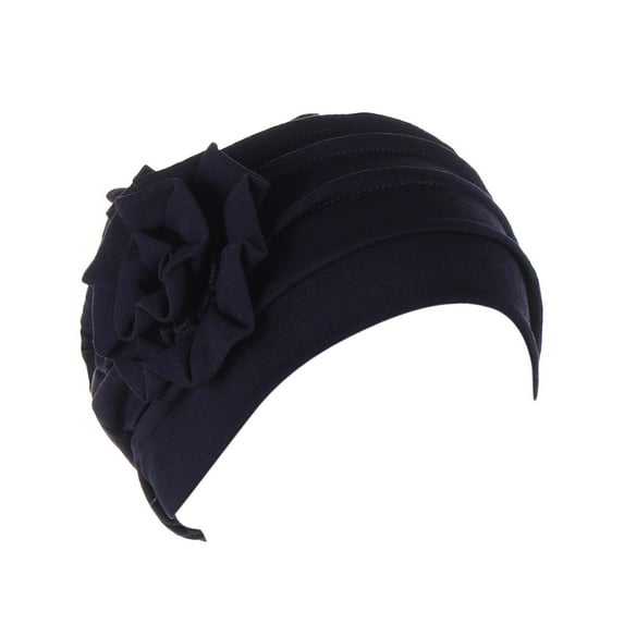 Wipya Women Floral Hair Cover Wrap Turban Cap Bohemian Chic Headwear for Daily Wear and Special Occasion Navy