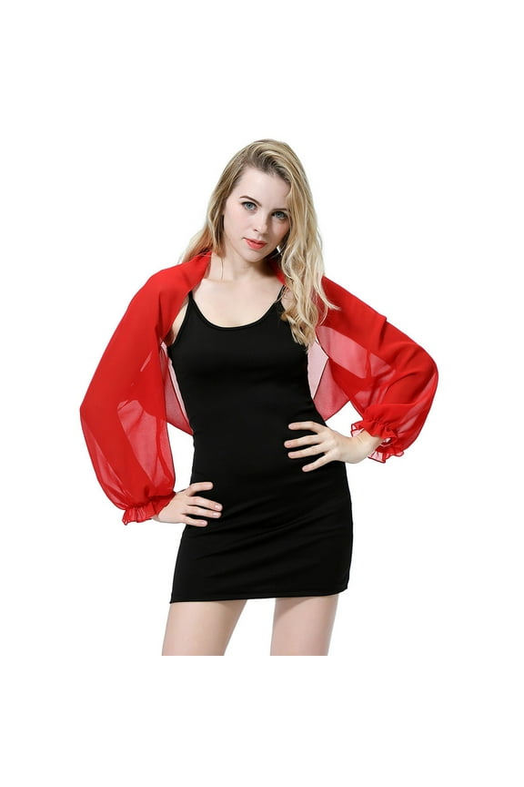 Women’s Chiffon Wrap Elegant Lightweight Cover Up for Evening Dress Beach Resort and Travel Soft Draping Shawl Red