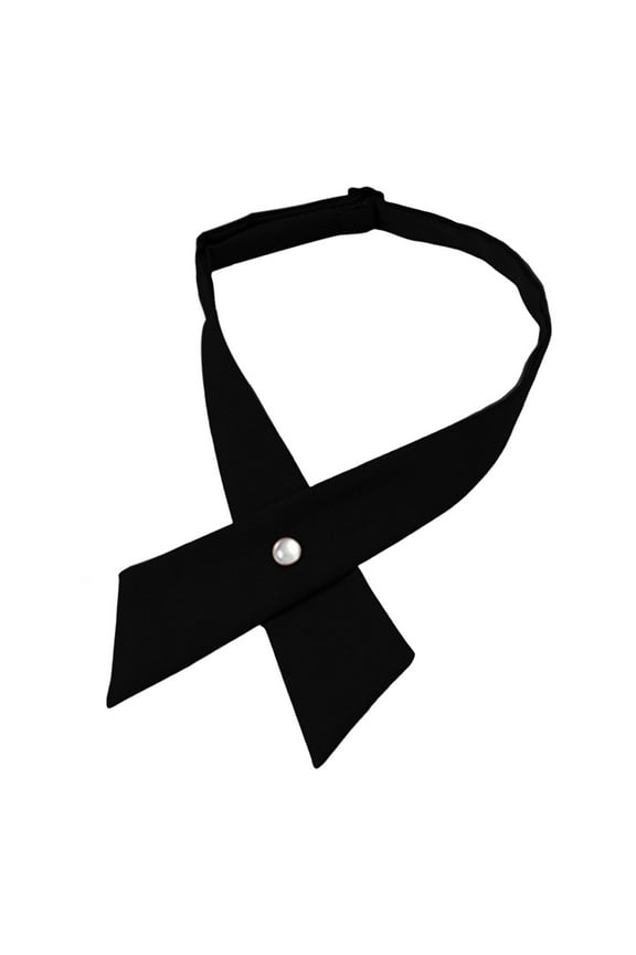 Women's Pre tied Buckle Fastening Neck Tie For Graduation Work School Uniform Jk Style Black