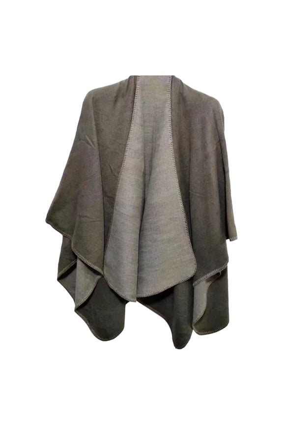 Womens Warm Windproof Cape Shawl Cardigan Wrap for Autumn Winter Soft Cozy Layered Outerwear Versatile Poncho Style Grey