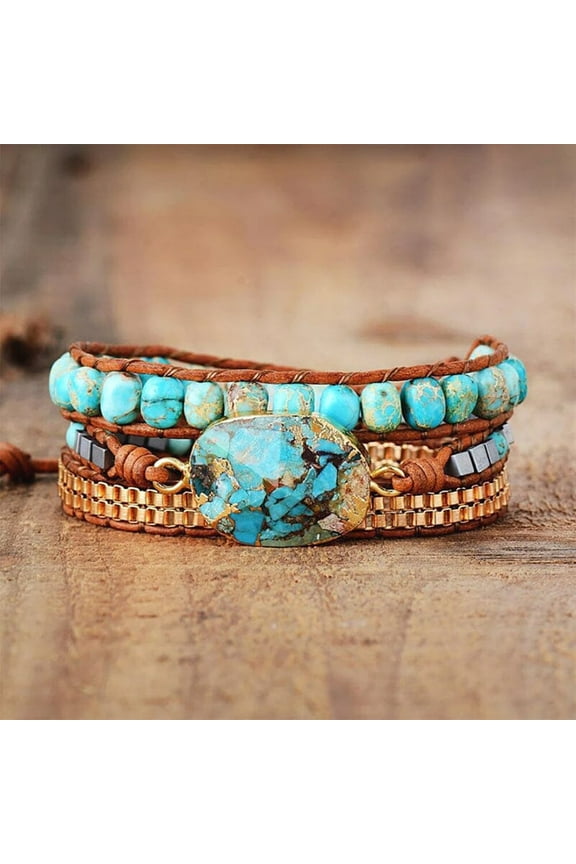 Bracelets Wrap Bracelet Boho Cut Corner Turquoise Bracelet Jewelry Gold