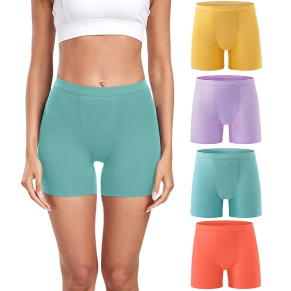 Wirarpa Women's Boyshorts Underwear, Anti-Chafing Modal, 4-Pack, Orange