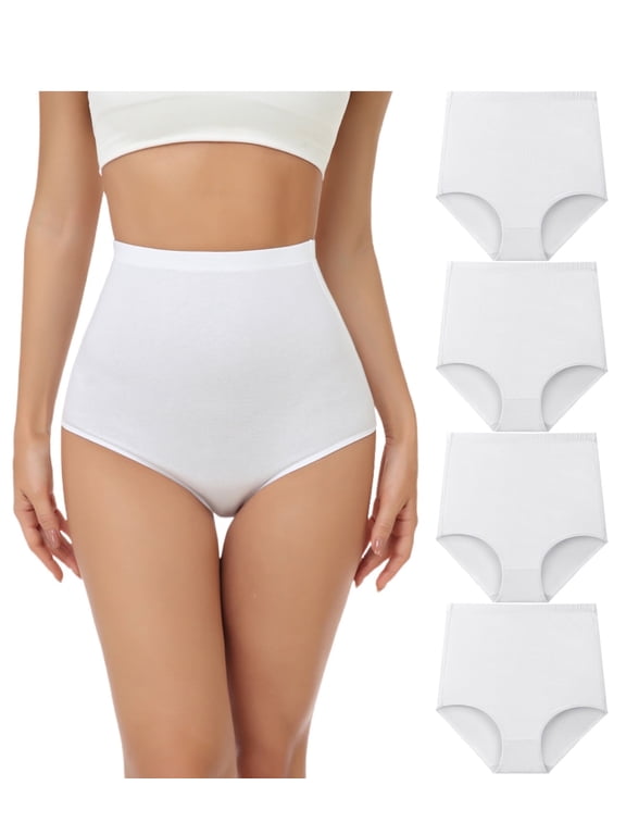 Women's Cotton Stretch Full Coverage Panties, White 4-Pack