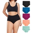 thumbnail image 1 of Wirarpa Women's High Waisted Cotton Panties Full Coverage Post Partum Underwear 5 Pack(3X-Large, Black/Blue/Purple/Orange/Green), 1 of 6