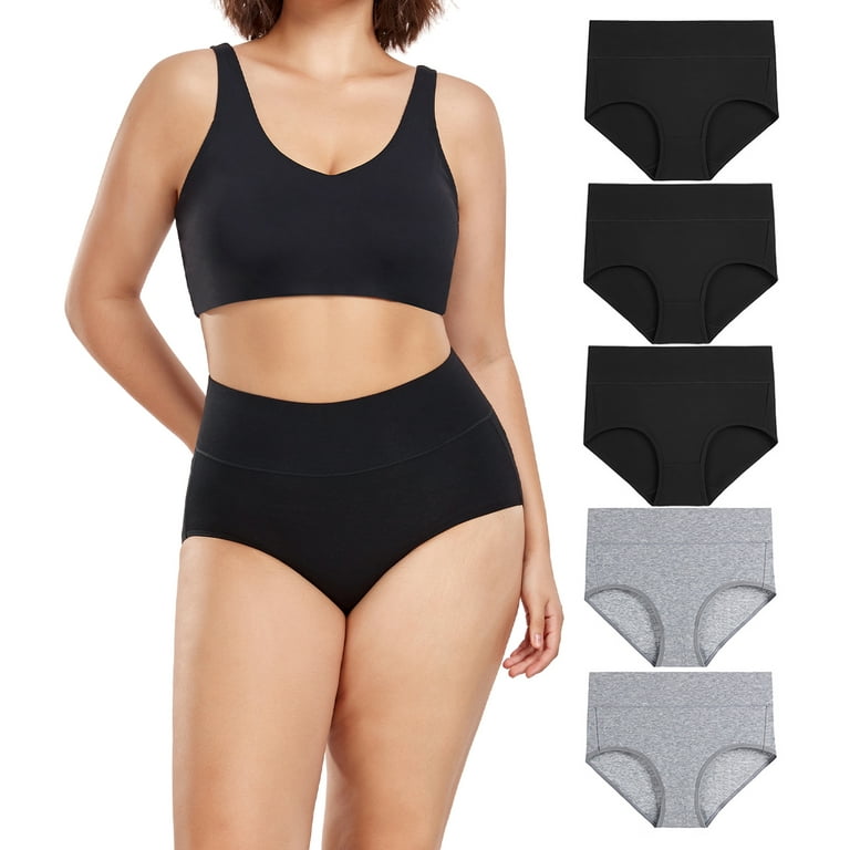 YOURS 5 PACK Plus Size Black & Purple High Waisted Full Briefs