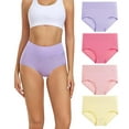 thumbnail image 1 of Wirarpa Women's Underwear High Waisted Full Coverage Cotton Briefs 4 Pack(2XL, Watermelon red/Dark pink/Light purple/Light yellow), 1 of 6