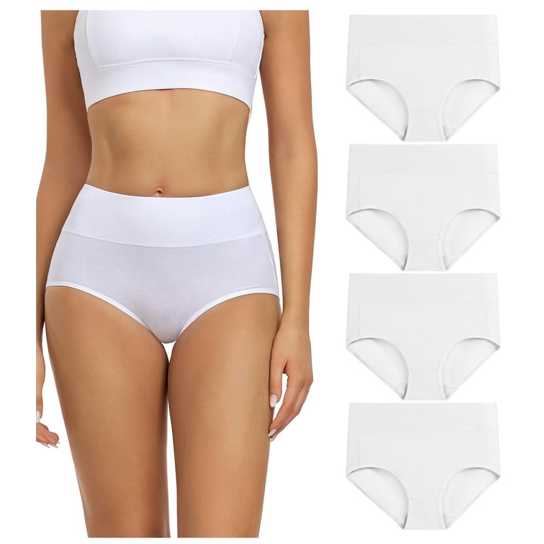 Wirarpa Women's Underwear High Waisted Full Coverage Cotton Briefs 4 Pack( 3XL, White) 