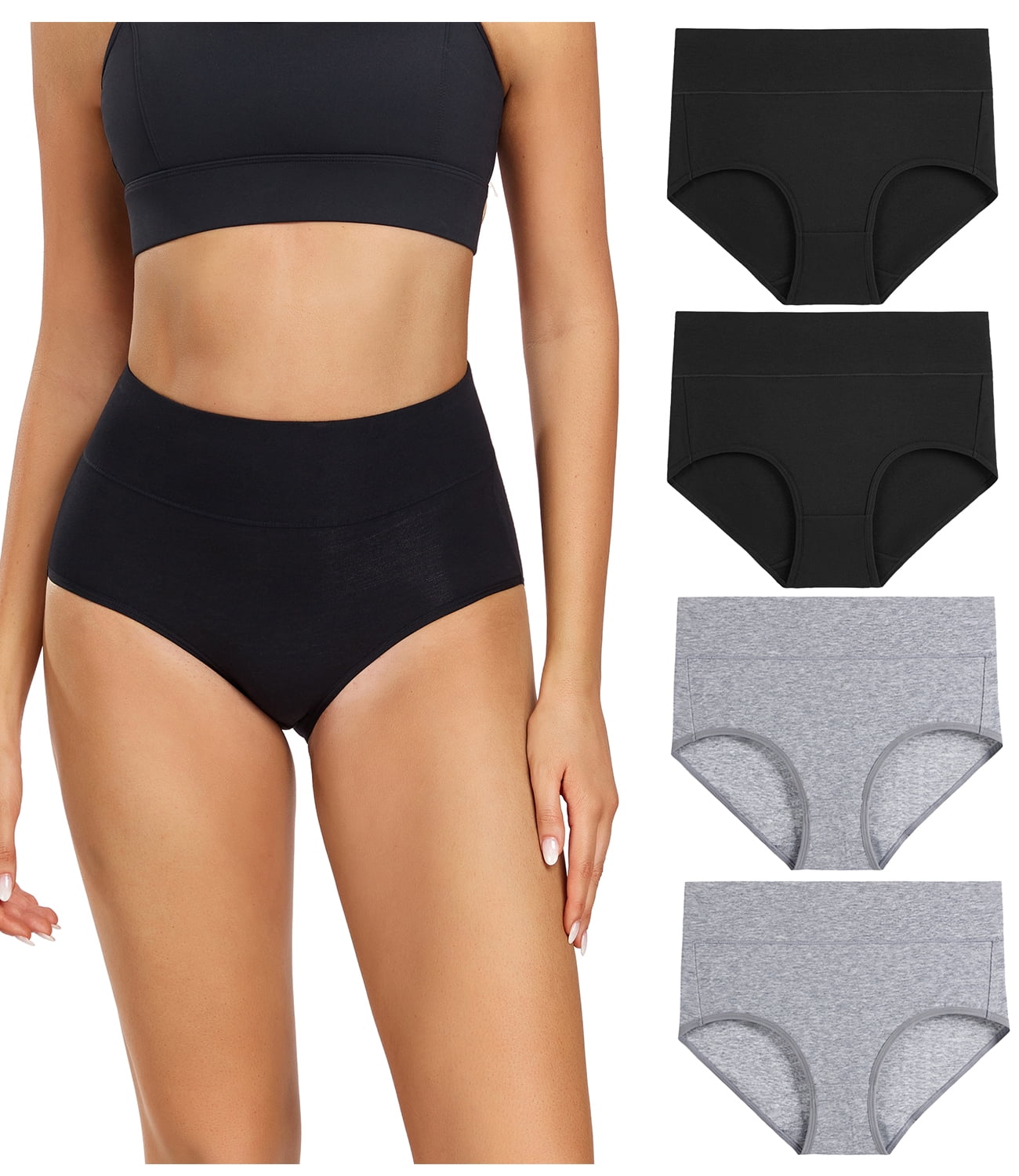 https://i5.walmartimages.com/seo/Wirarpa-Women-s-Underwear-High-Waisted-Full-Coverage-Cotton-Briefs-4-Pack-L-Black-Grey_10fb184f-e068-4891-9a81-72844f1bedb2.6a48b4a7b472193a70c7a009a44c0fe1.jpeg
