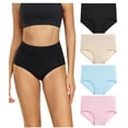 thumbnail image 1 of Wirarpa Women's Underwear High Waisted Full Coverage Cotton Briefs 4 Pack(S, Black/Nude/Pink/Blue), 1 of 6