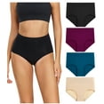 thumbnail image 1 of Wirarpa Women's Underwear High Waisted Full Coverage Cotton Briefs 4 Pack(XL, Black/Fuschia/Blue/Beige), 1 of 6