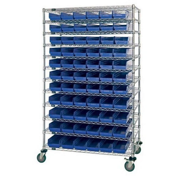 Wire 12 Shelf Unit With 118 Bins - Clear