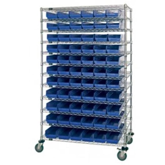 Wire 12 Shelf Unit with 110 Bins - Clear, 24 X 72 in.