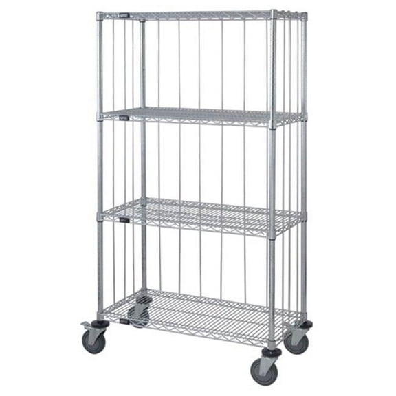 Wire 3 Sided 5 Shelf Cart With Rods & Tabs - 63 in.