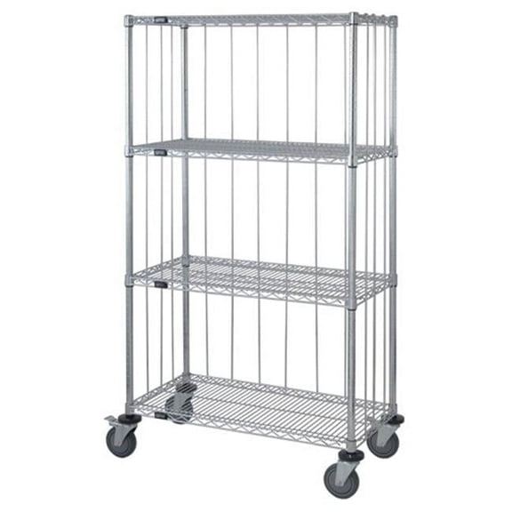 Wire 3 Sided 5 Shelf Cart With Rods & Tabs - 63 in.