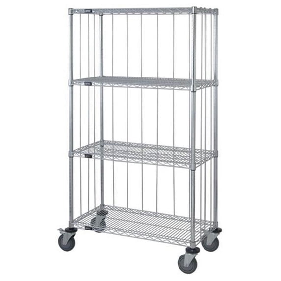 Wire 3 Sided 5 Shelf Cart With Rods & Tabs - 74 in.