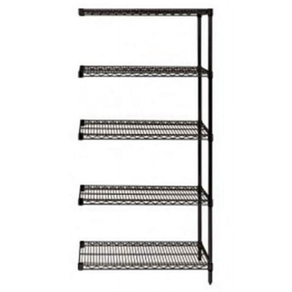 Wire 5 Shelf Add-On Kit Black - 12 x 48 x 63 in.