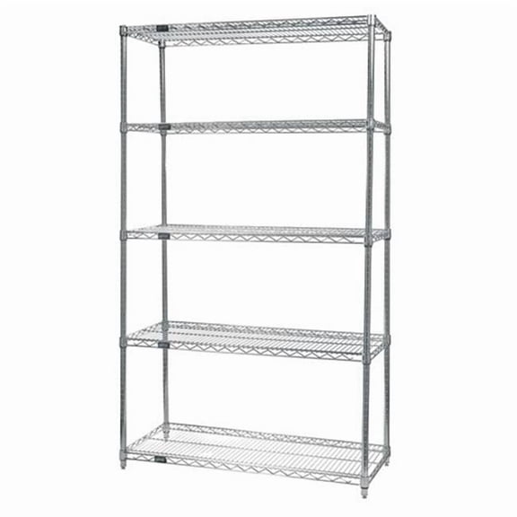 Wire 5 Shelf Starter Kit, Stainless - 24 x 72 x 86 in.