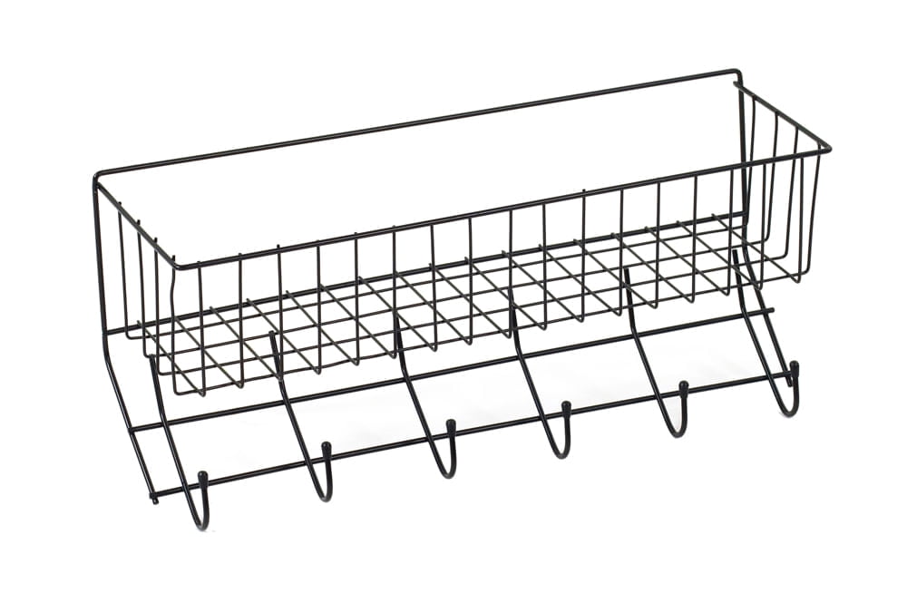 Wire 6-Hook Tack Rack with Basket, Black - Walmart.com