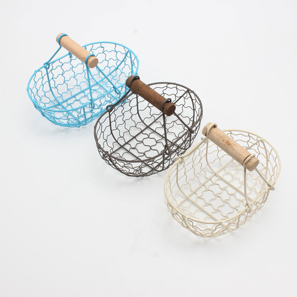 Wire Basket Fruit Metal Egg Storage Holder Container Bowl Gathering Baskets Eggs Vegetable