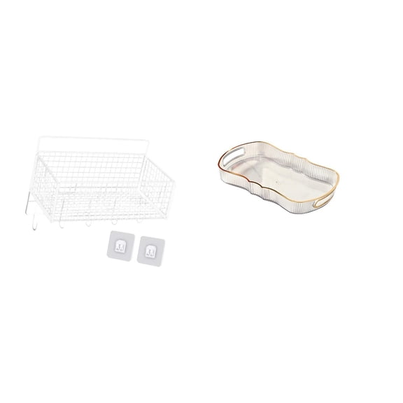 Wire Basket Serving Tray Storage Organizer Iron Material for Kitchen Bathroom Apartment Multiuse