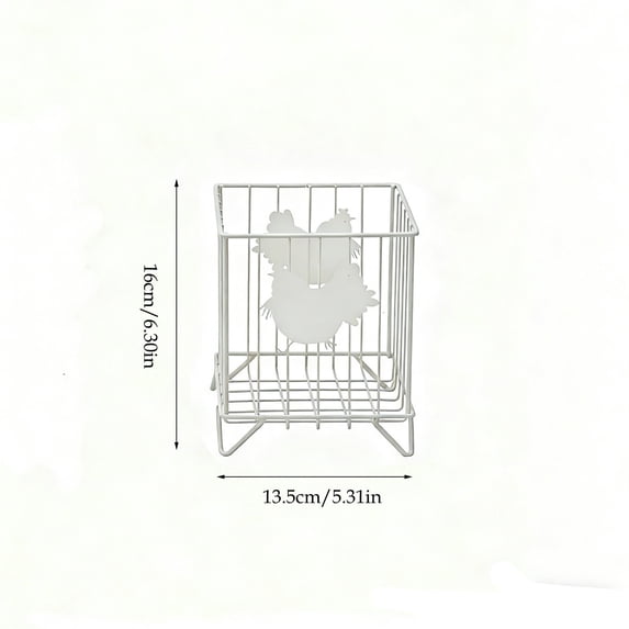Wire Basket Wire Kitchen Basket, Egg Fruit Snack Storage Organizer, Decorative Countertop Display Rack with Chick Design, Wrought Iron Holder Kitchen Storage Basket