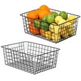thumbnail image 1 of Wire Baskets for Organizing, 2 Pack Metal Kitchen Organizers and Storage Baskets, Wire Black Metal Storage Bins,Wardrobe Organizer,Laundry Basket,Snack Organizer(11 x 8.58 x 4.72 Inches), 1 of 9