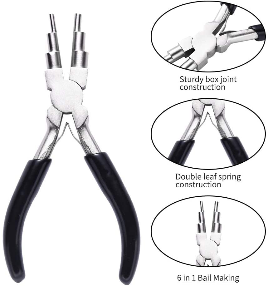 Wire Bending Pliers,6 Step Jewelry Bail Making Pliers, 39.5mm Wire
