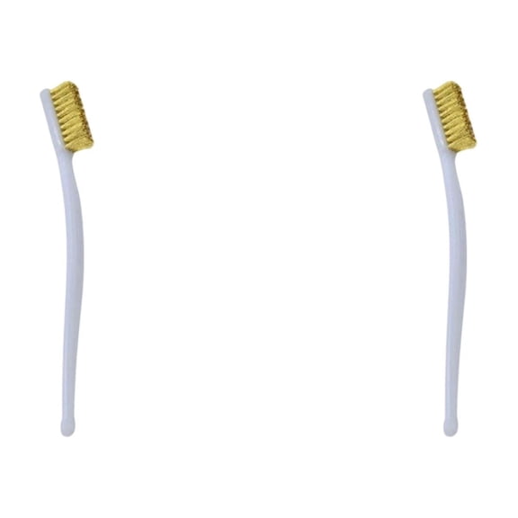 Wire Bristle Brush,Copper Wire Toothbrush,Mini Long Handle Scratch Wire Toothbrush,Multi-purpose Wire Brush for Sink,Pots,Pans,Cleaning and Rust Removing,0.78x7.16 inch(White*2)