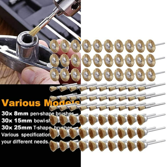 Wire Brush for Drill Set 90 Pcs, Abrasive Wire Wheel , Wire Cup Brush for Drill, Drill Wire Brush Coarse Crimped Carbon Steel, Wire Brush Drill Attachments