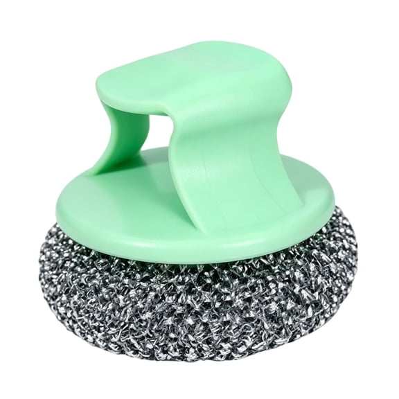Wire Brush, Stainless Steel Scrubber with Handle, Kitchen Non-Stick Pan Brush, Cast Iron Scrubber, Heavy Duty Dish Scouring Pad, Detachable Steel Wool Cleaning Brush for Sink Stove Cast Iron, Blue