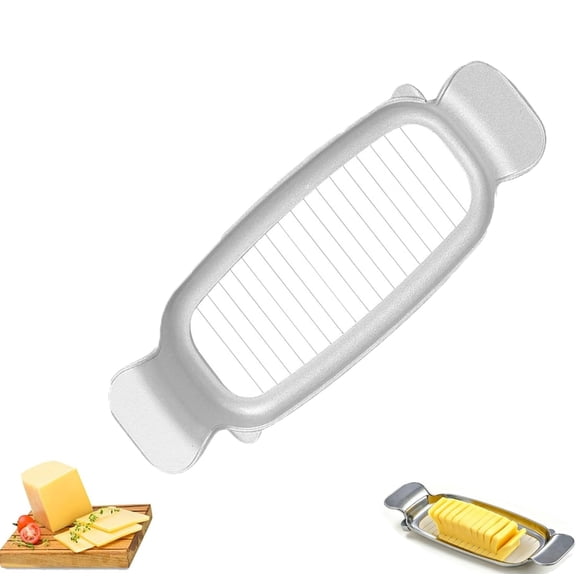 Wire Butter Cutter Slicer, Stainless Steel Push Style Cheese Cutter, Double Sided Handle Multipurpose Metal Slicer for Butter Fruit and Baking (1 Pc)