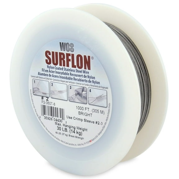 Wire & Cable Specialties Surflon Nylon Coated Stainless Steel Crimping Picture Wire, Size #2, Max Load 30lb, 1000 Foot Roll